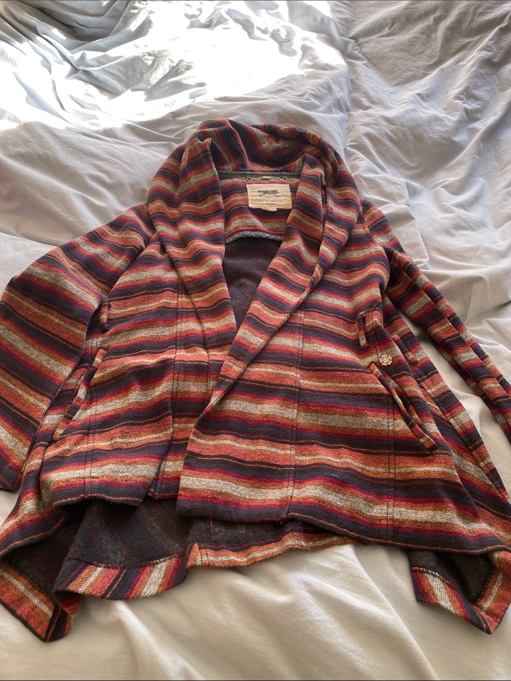Obey Striped Hooded Jacket in Red, Navy, Gray